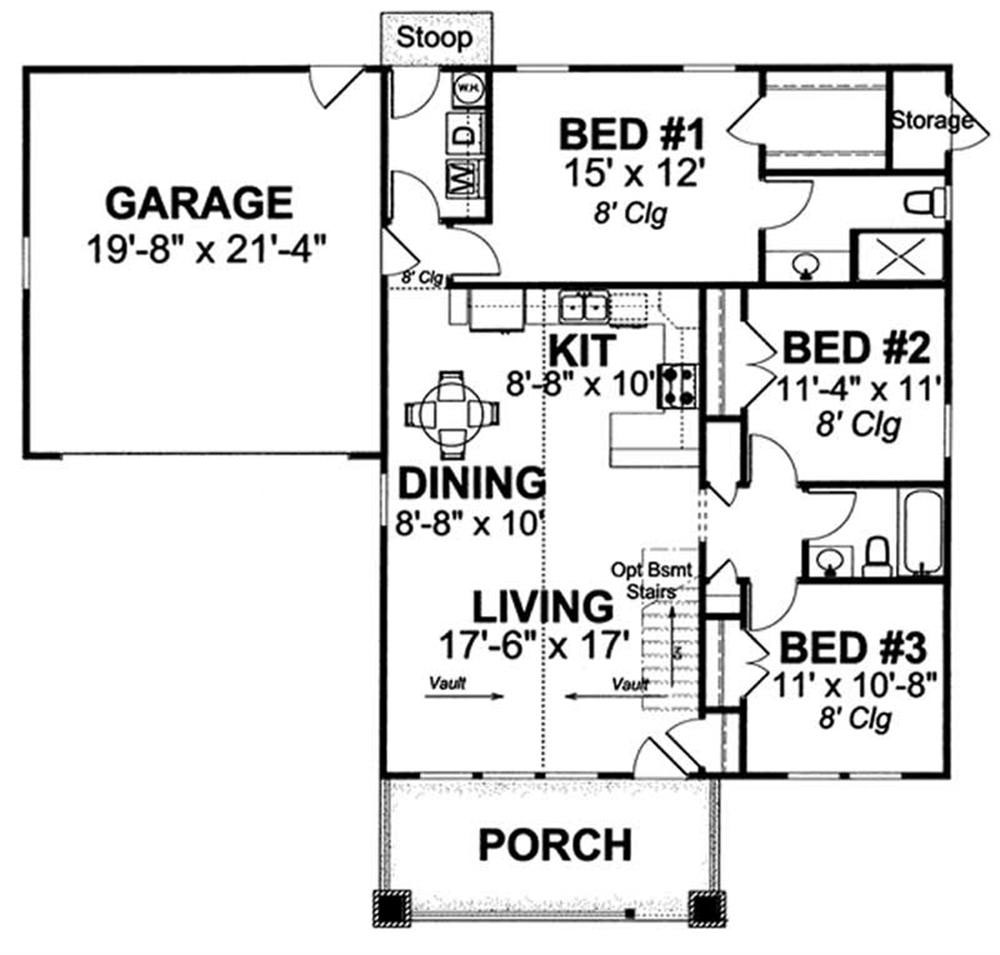 Floor Plan First Story of Country Plan #178-1175